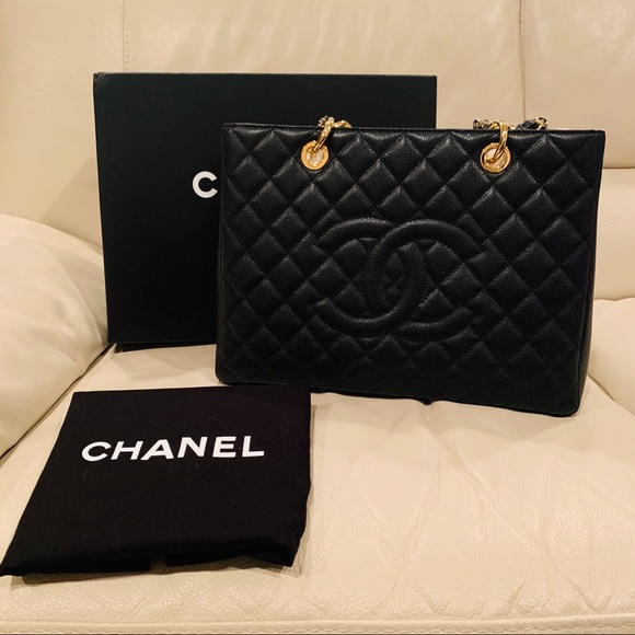CHANEL Handbags - Auth Chanel GST Black Caviar Gold hardware NEW